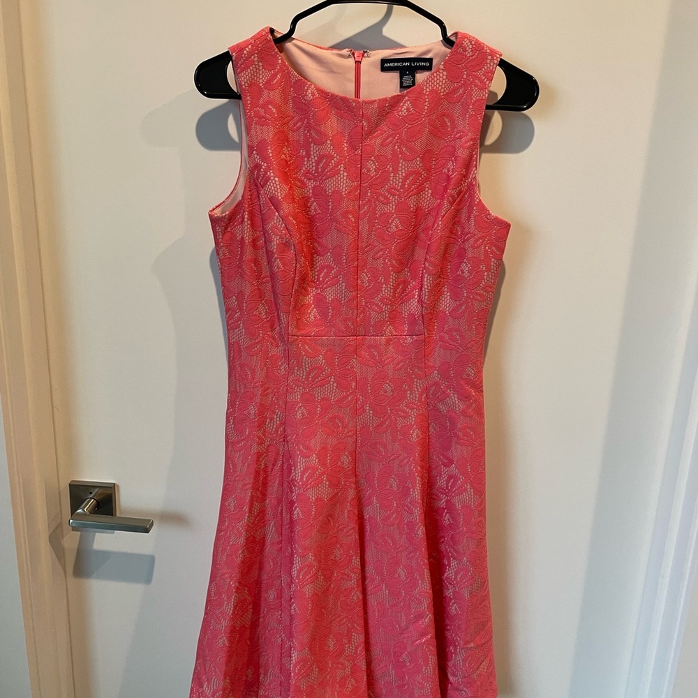 American Living Pink Lace Midi Dress